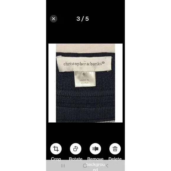 NWT Christopher & Banks Womens S Petite Navy Striped 3/4 Sleeve Knit Top - Picture 4 of 6